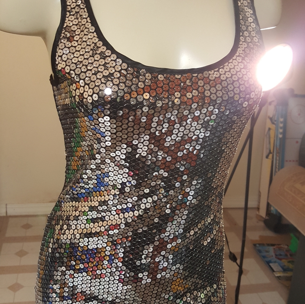 Sequins silver dress size 2